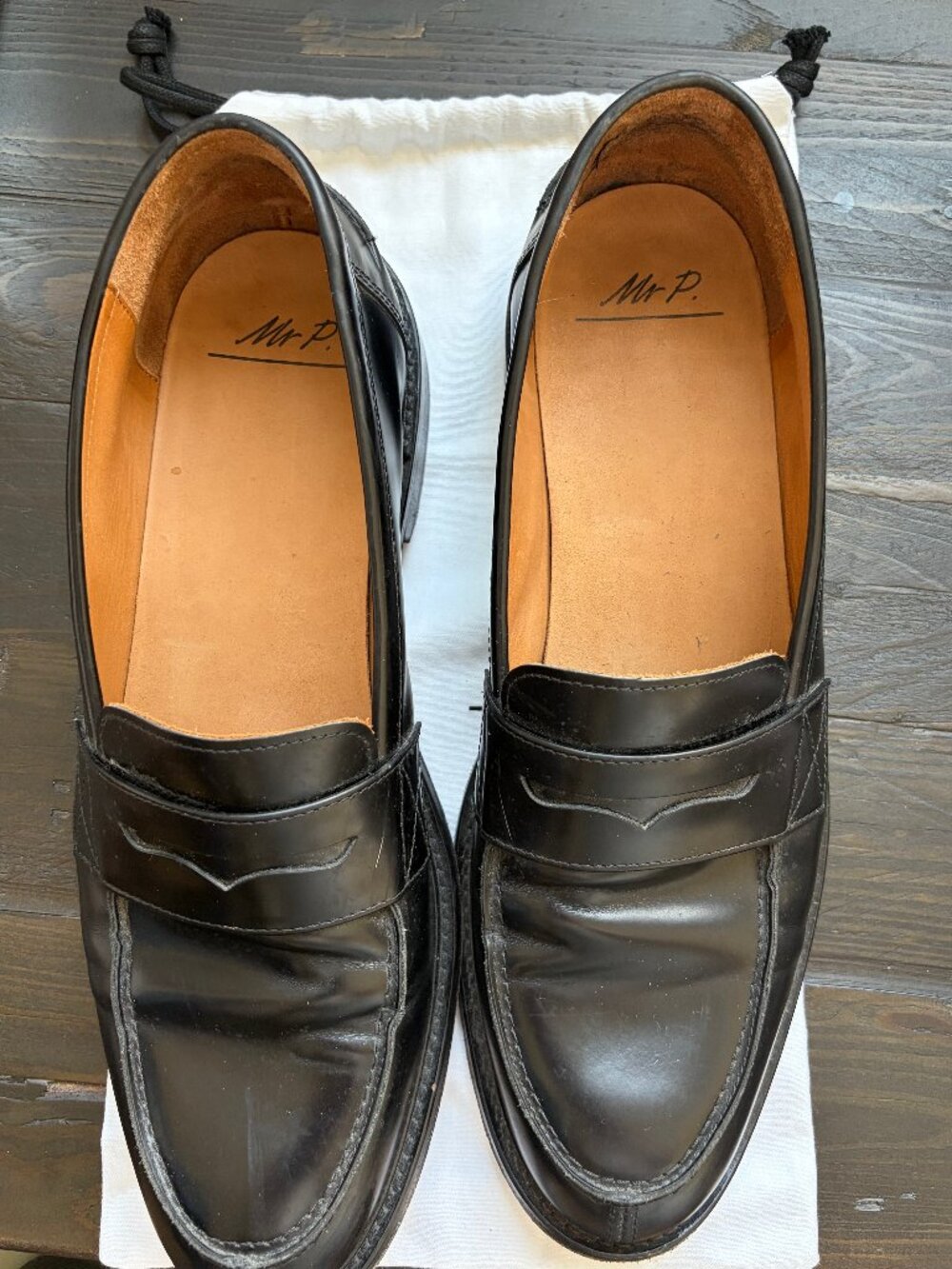 Mr Porter Black Leather Penny Loafers Size 13 (UK Size 12)